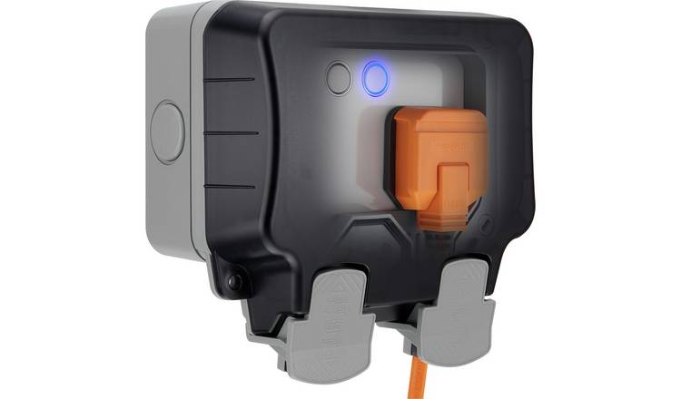 BG 2 Gang Smart Weatherproof Outdoor Double Switched Socket - Grey
