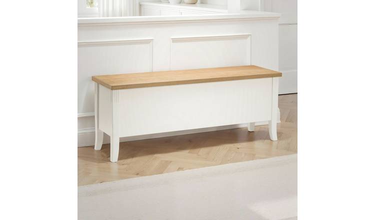 Julian Bowen Davenport Shoe Storage Bench - White & Oak