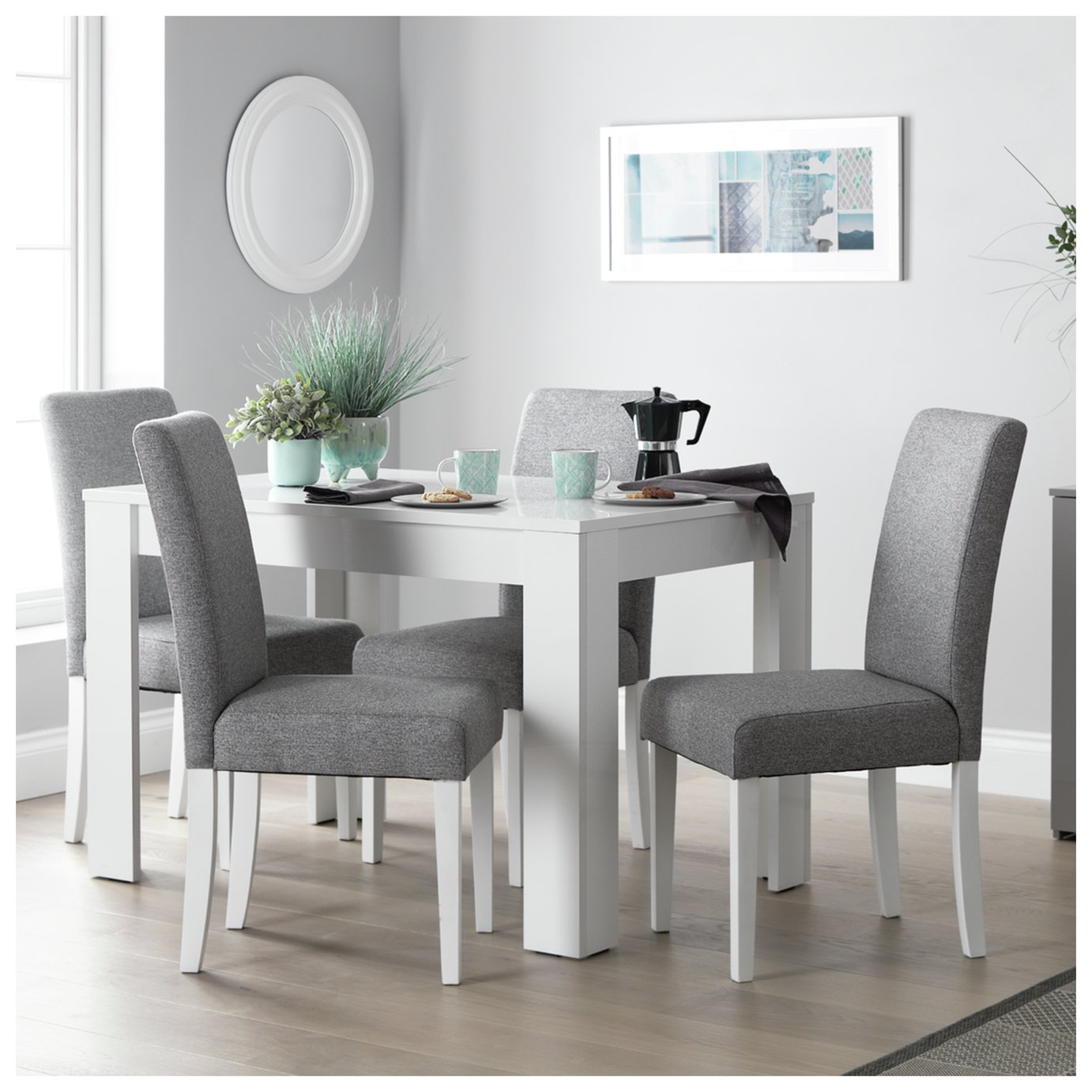 Argos Home Miami Wood Dining Table & 4 Grey Chairs 