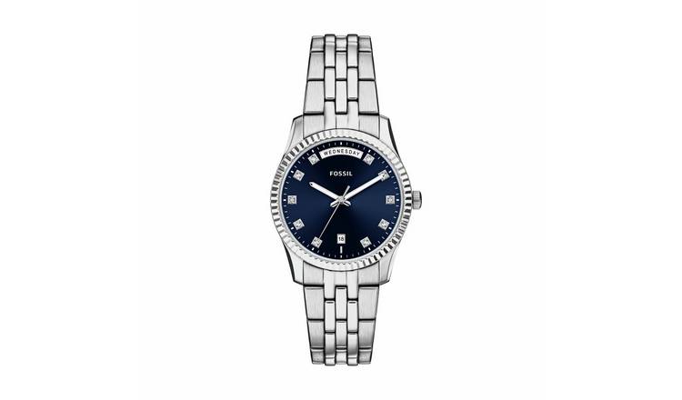 Fossil Ladies Scarlette Blue Dial Stainless Steel Watch