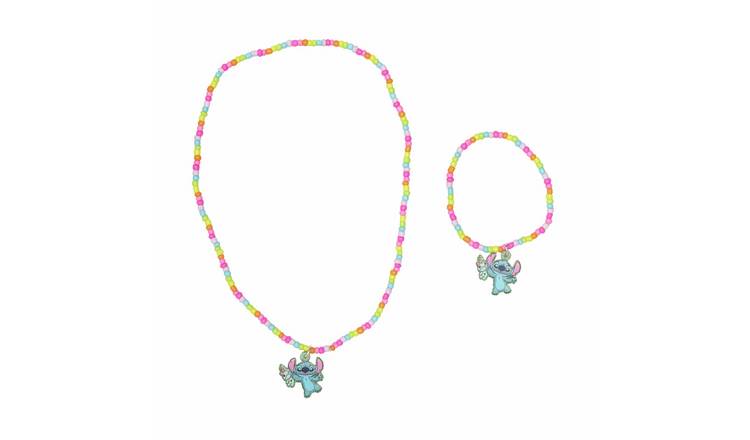 Disney Stitch Charm and Beaded Necklace and Bracelet Set