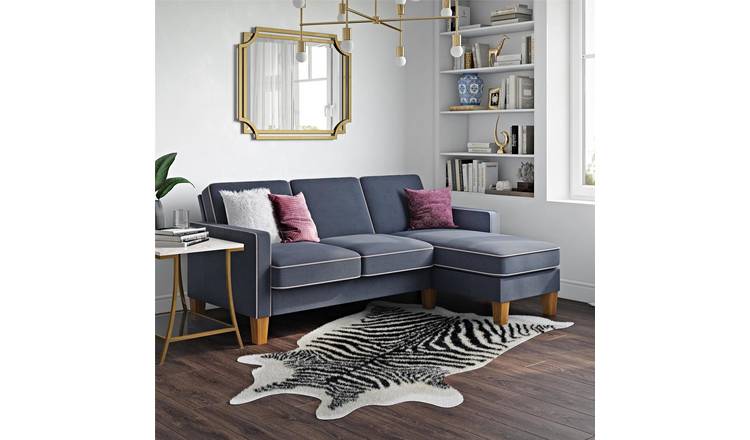 Novogratz Bowen Fabric Right Hand Corner Chaise Sofa - Blue