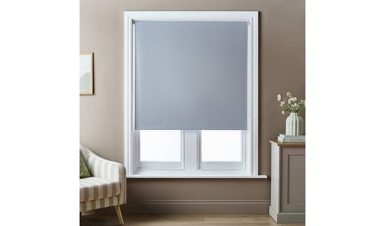 Argos Home No Drill Twist Blackout Grey Roller Blind - 120cm