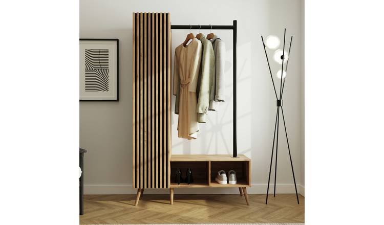 GFW Rowan 1 Rail 6 shelf Wardrobe - Oak 