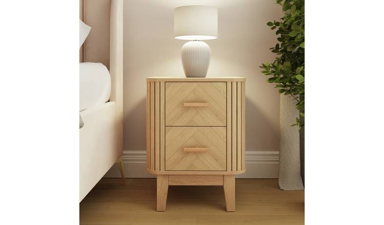 GFW Axel 2 Drawer Bedside Table - Natural