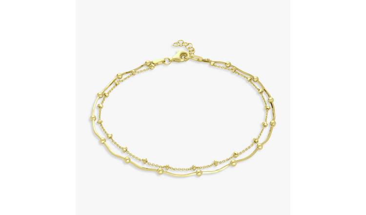 Revere 9ct Gold Plated Sterling Silver Double Chain Anklet