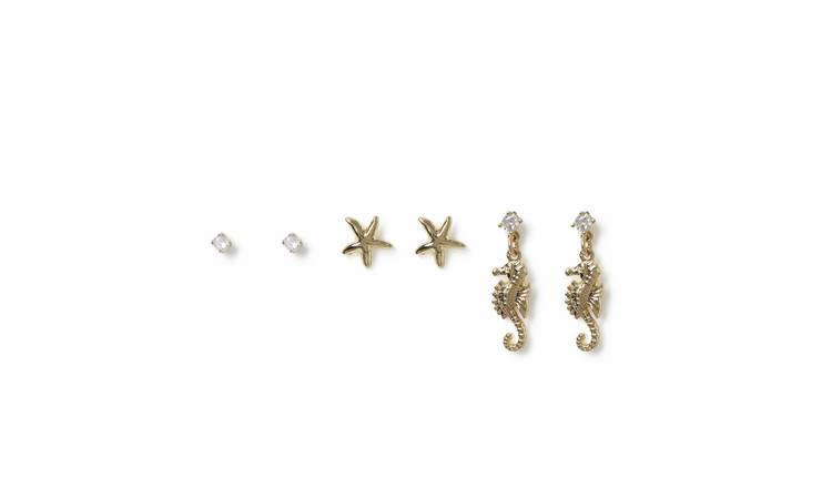 Freedom Starfish, Crystal and Seahore Stud and Drop Earrings