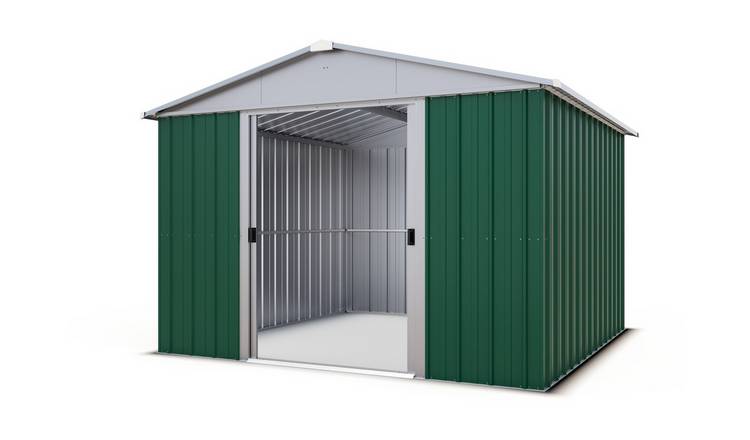 YardMaster Metal Green Apex Garden Shed - 10 x 8ft