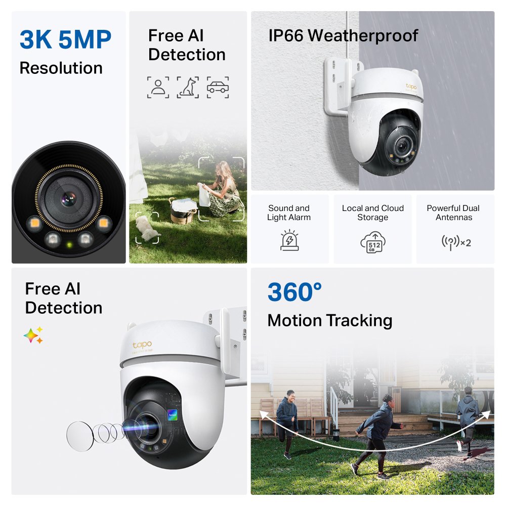 Buy Tapo TC43 3K Outdoor Pan/Tilt Smart Security Wi-Fi Camera