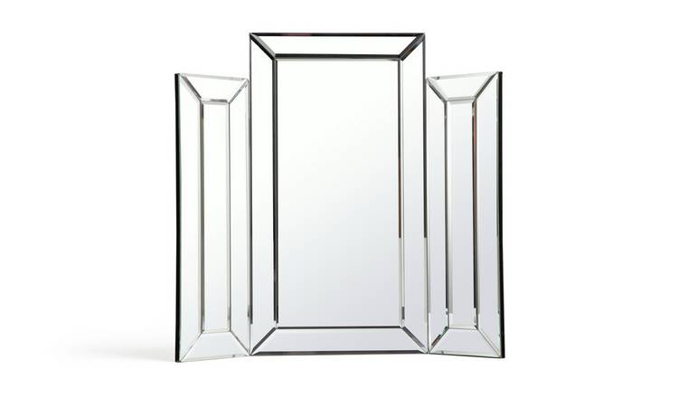 Triple dressing shop table mirror