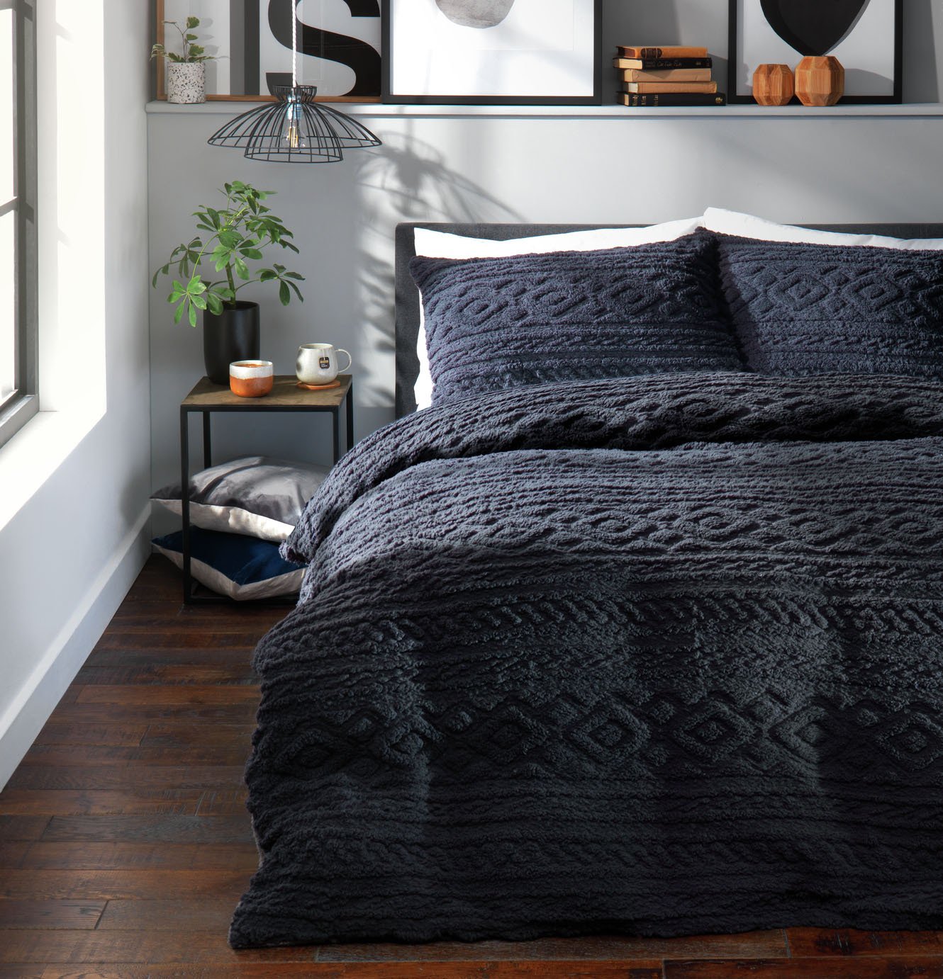 Argos Home Cable Knit Fleece Bedding Set - Single