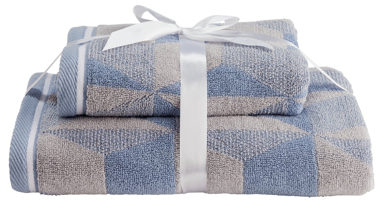 Argos Home 2 Piece Towel Bale - Blue Geometric