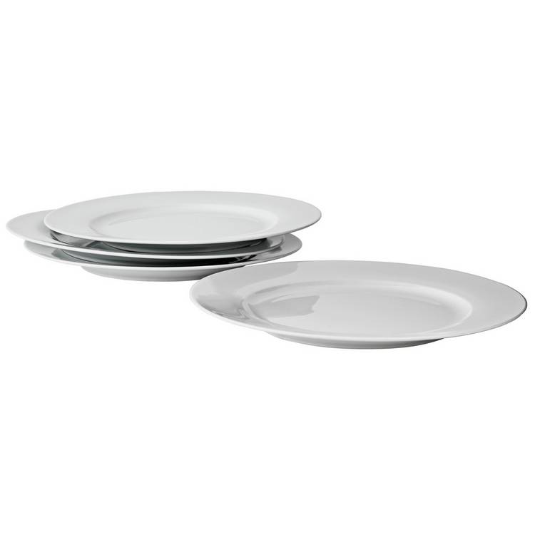 Argos Home Set of 4 Porcelain Dinner Plates - Super White 0