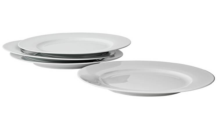 Argos Home Set of 4 Porcelain Dinner Plates - Super White