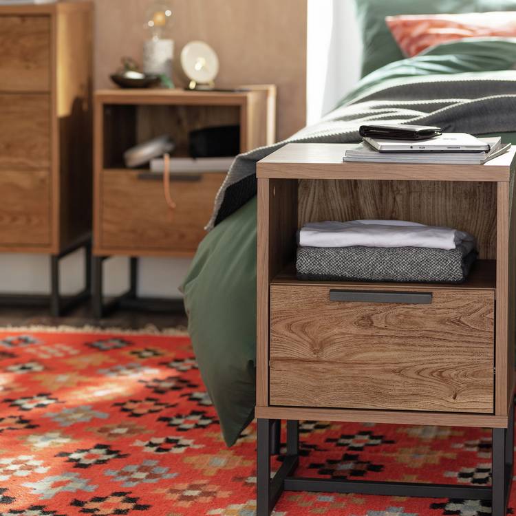 Habitat Nomad 1 Drawer Set of 2 Bedside Tables - Oak Effect 0