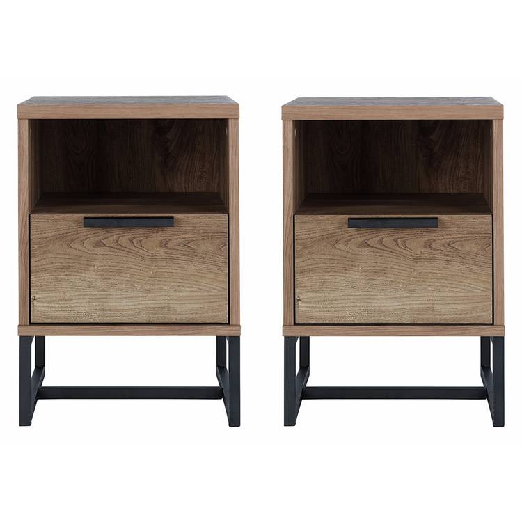 Habitat Nomad 1 Drawer Set of 2 Bedside Tables - Oak Effect 0