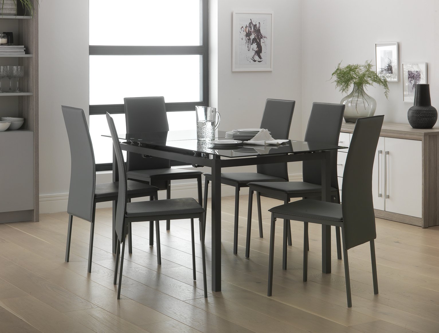 Argos Home Lido Glass Extending Dining Table & 6 Grey Chairs Review