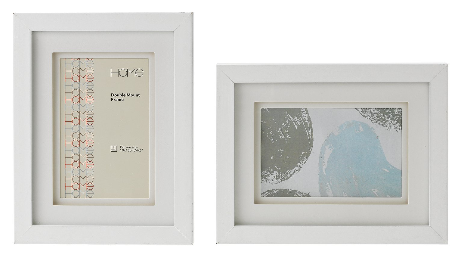 Argos Home Set of 2 4x6 Inch Double Mount Frames - White