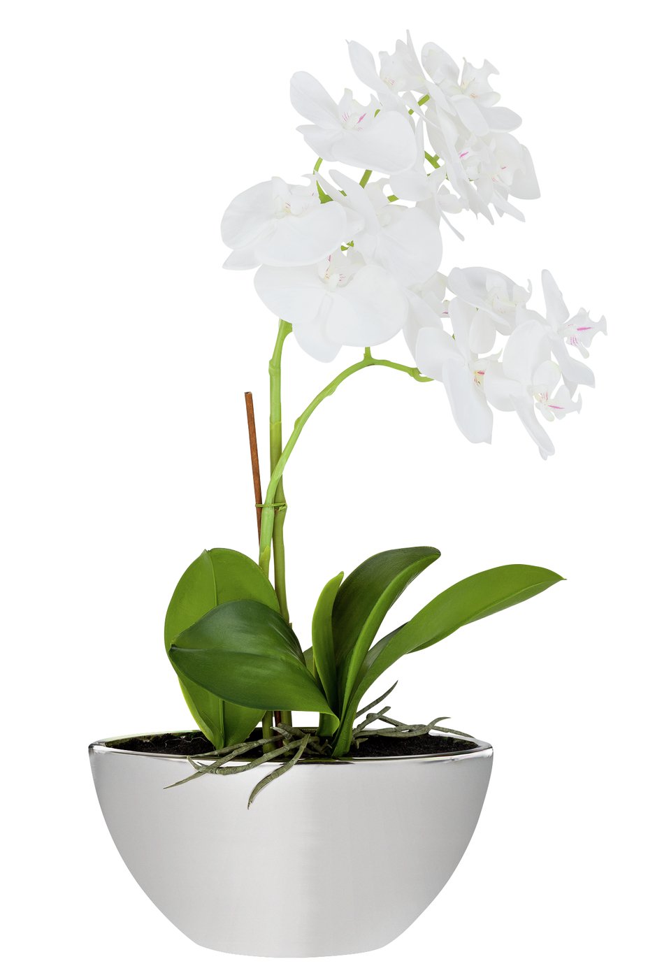 Large Orchid Artificial Arrangement in Mirrored Pot - Grey