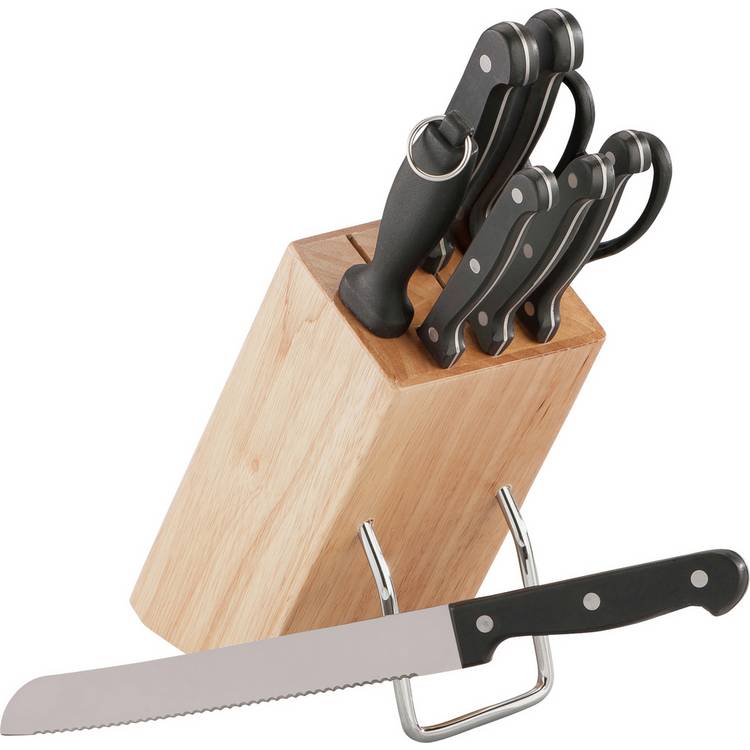 Argos Home 8 Piece Wooden Knife Block Set 0