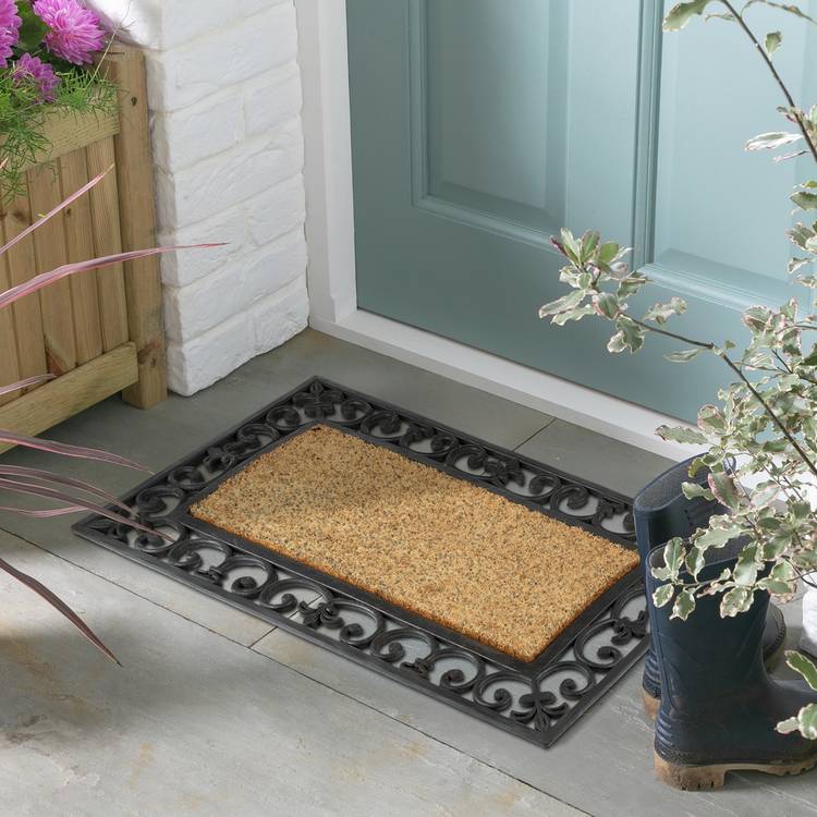 Argos Home Traditional Black & Natural Short Pile Doormat 0