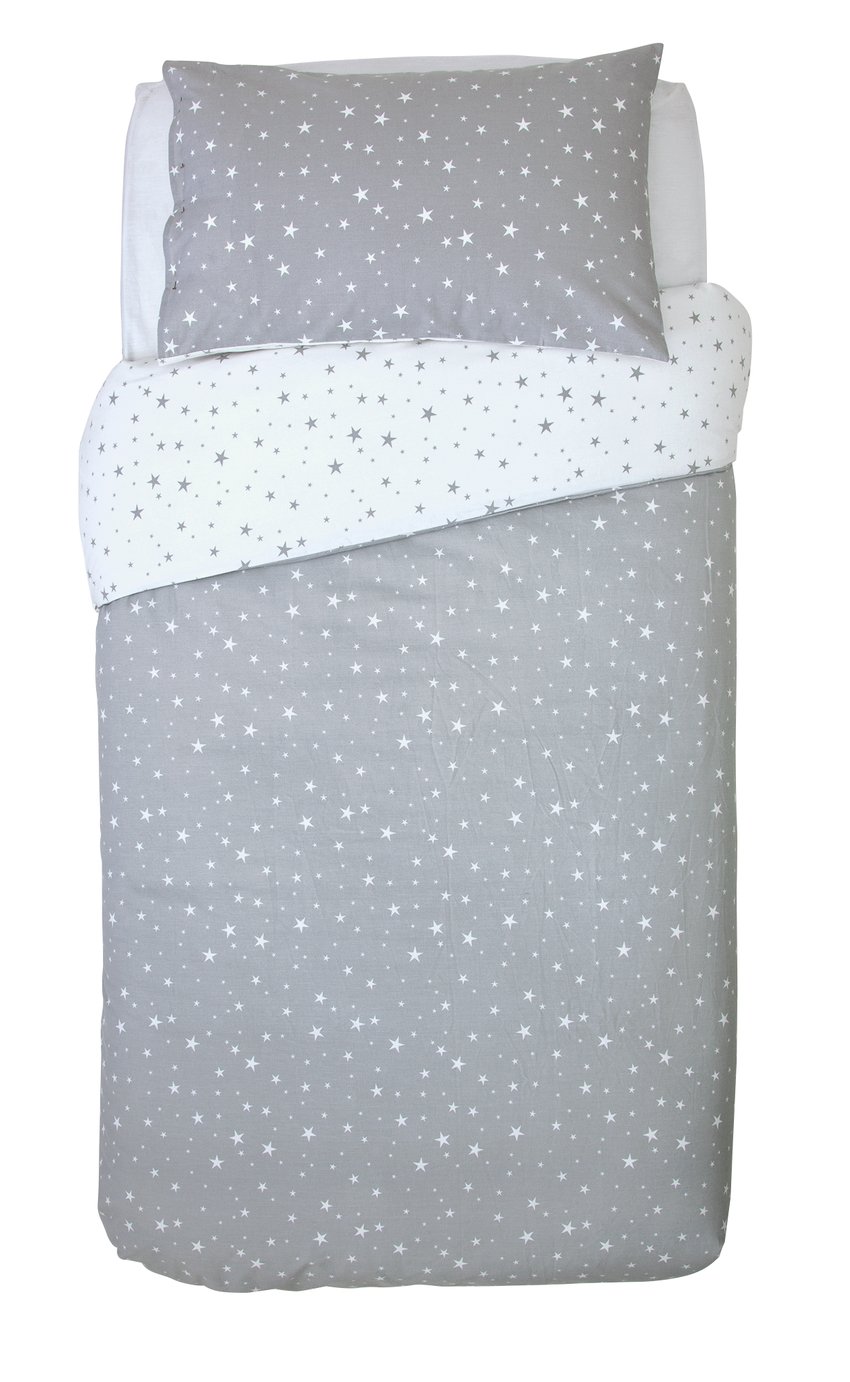 Argos Home Cosy Grey Star Brushed Bedding Set - Single