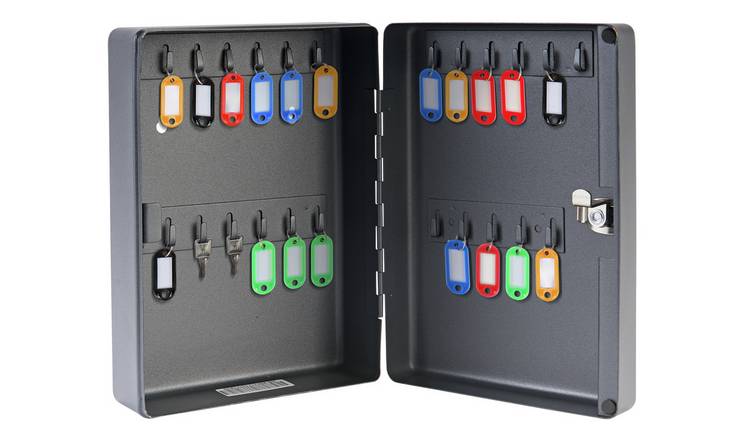 Black Uniclife Key Cabinet Wall Mount Steel Security 48 Key Organizer Lock Box 
