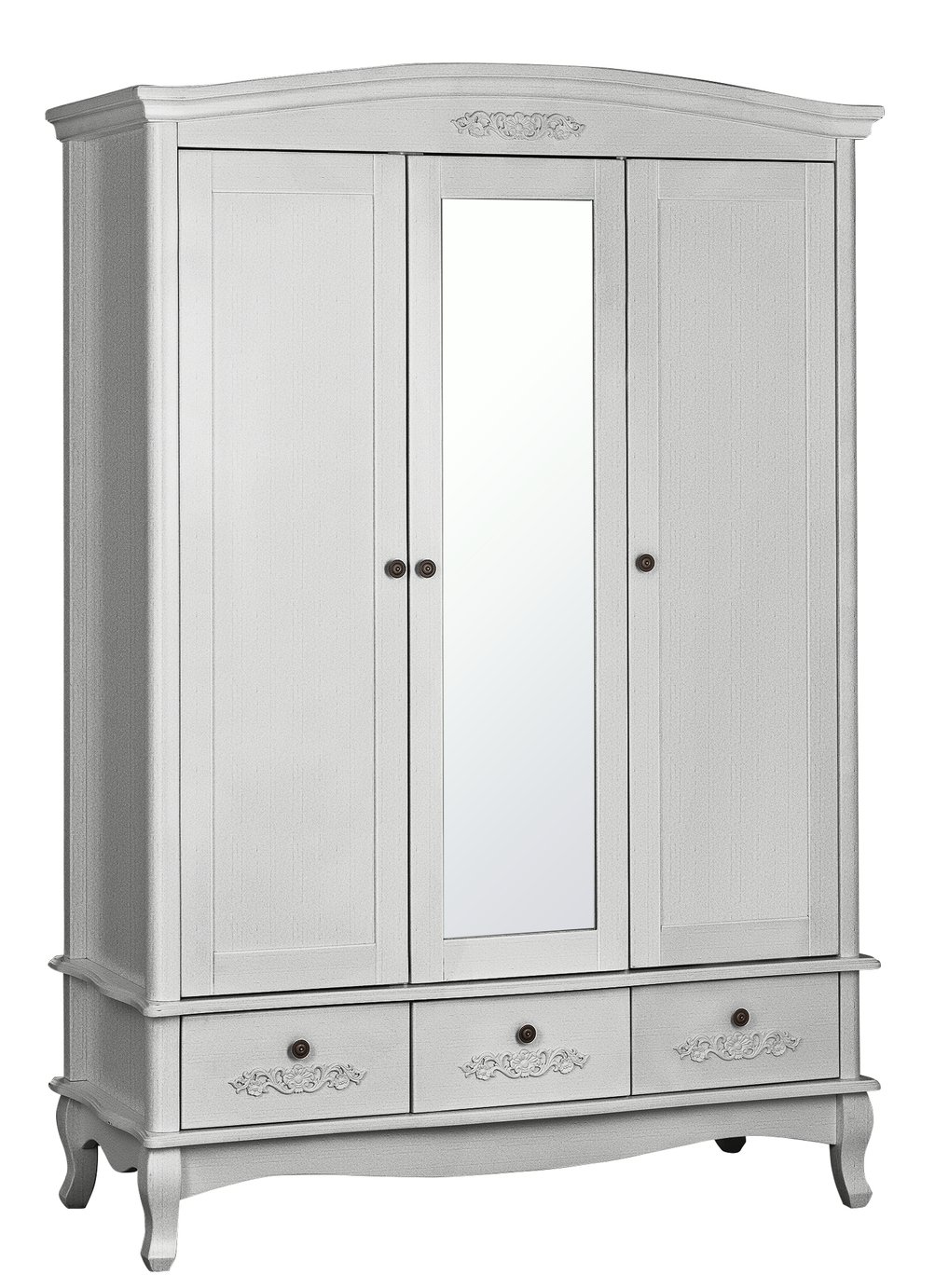 Argos Home Sophia 3 Door 3 Drawer Mirror Wardrobe - Silver