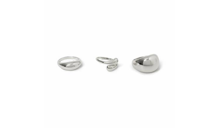 Freedom Silver Smooth Pack of 3 Fashion Rings - Large