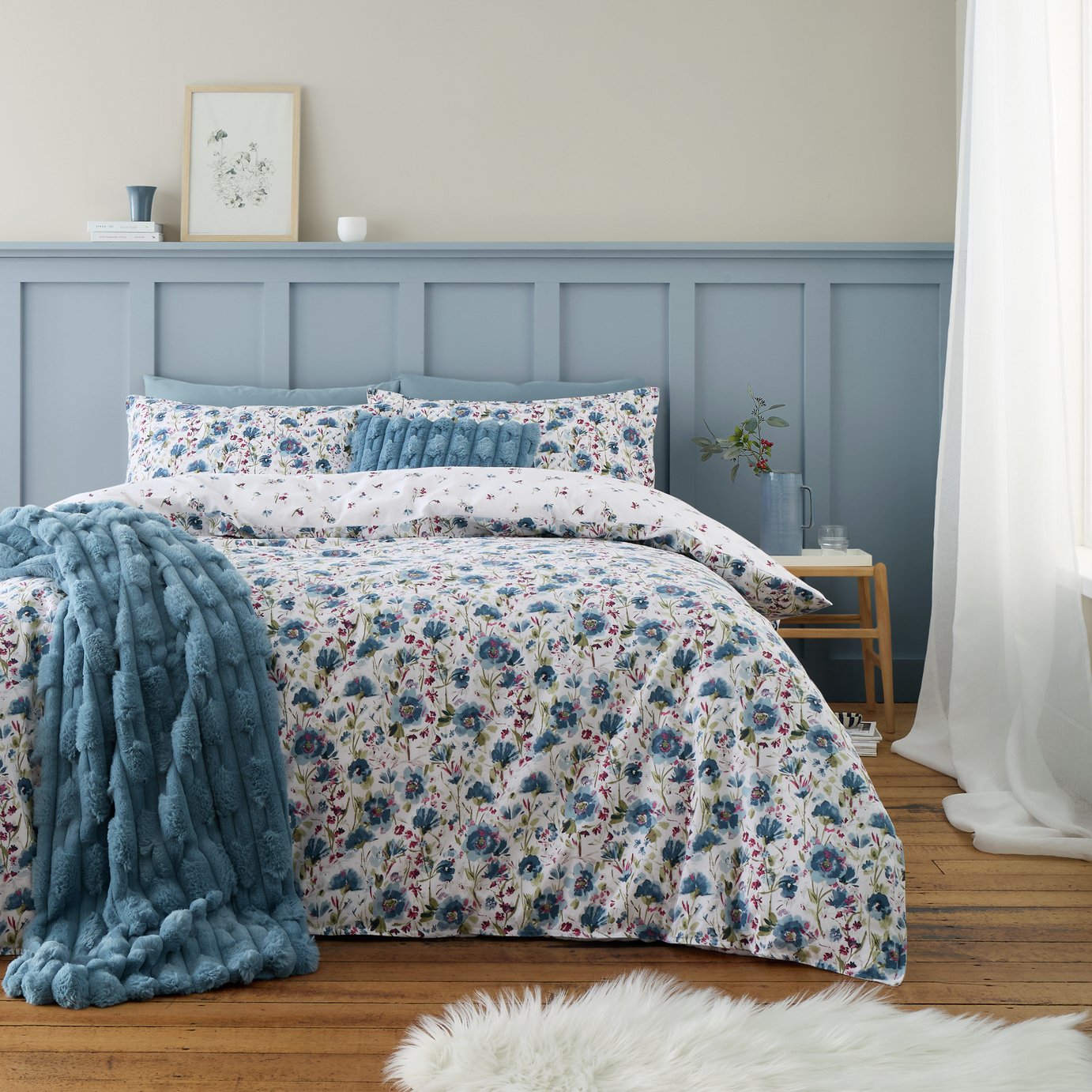 Bianca Brushed Cotton Ophelia Floral Bedding Set - Superking