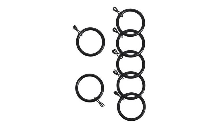 Argos Home Pack of 20 Metal Curtain Rings - Matte Black