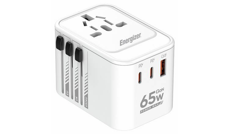 Energizer ETC650 65W USB-A & USB-C Travel Charger - White