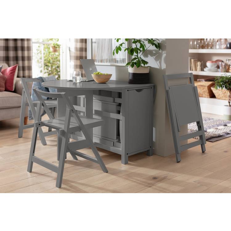 Argos Home Butterfly Ext Grey Dining Table & 4 Grey Chairs 0