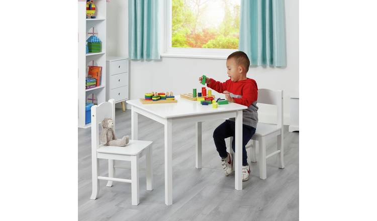 Liberty House Toys Kids Wooden Table & 2 Chairs Set - White