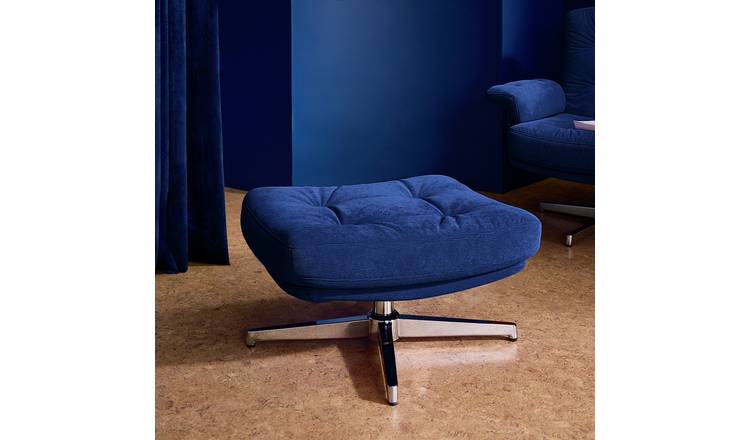 Habitat Dawson Fabric Swivel Footstool - Blue