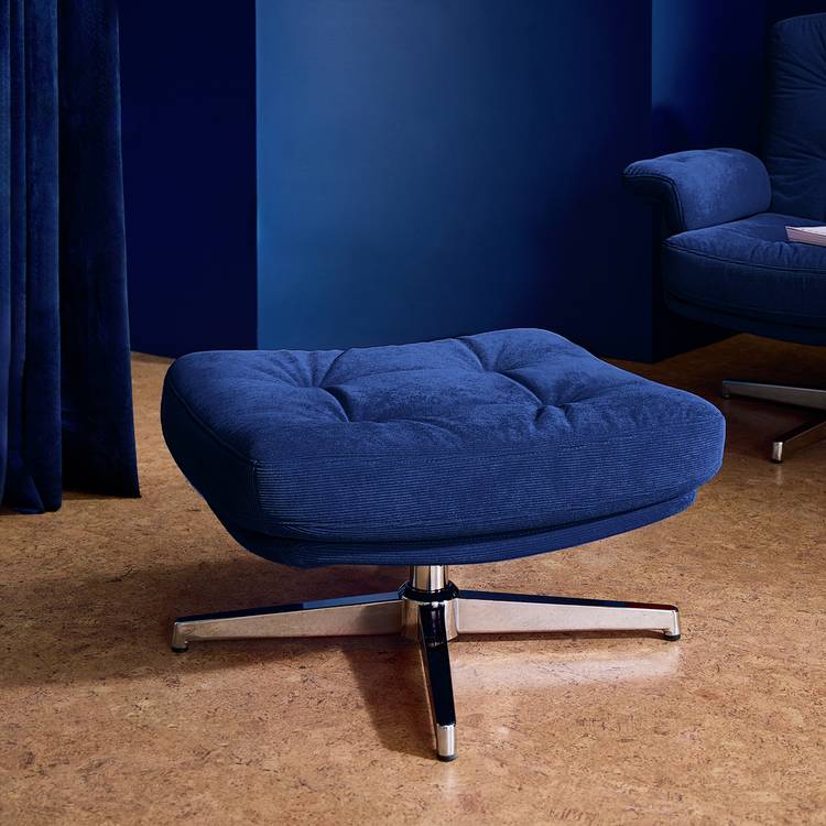 Habitat Dawson Fabric Swivel Footstool - Blue 0