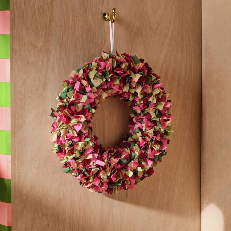 Habitat Colourful Fabric Combo Christmas Wreath 0