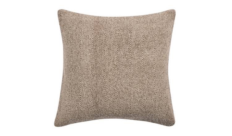 Habitat Herringbone Faux Wool Cushion Brown - 50x50cm