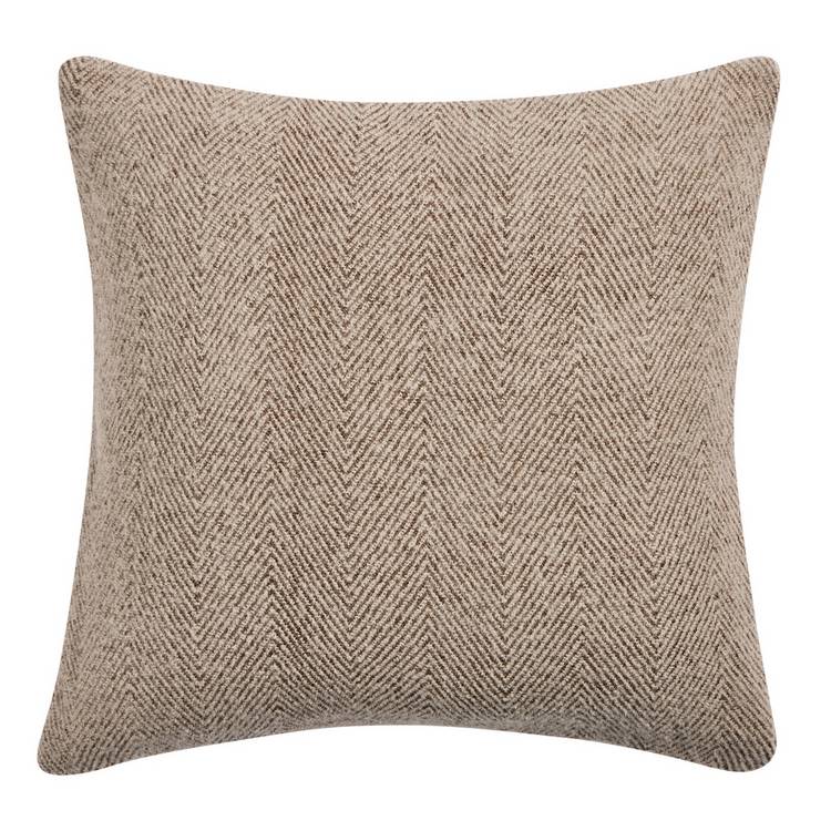 Habitat Herringbone Faux Wool Cushion Brown - 50x50cm 0
