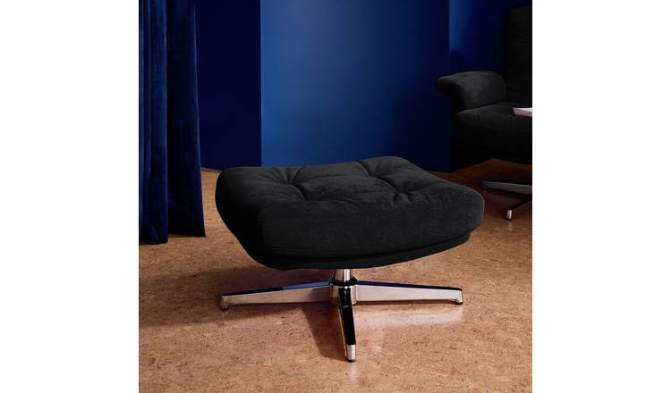 Habitat Dawson Fabric Swivel Footstool - Black