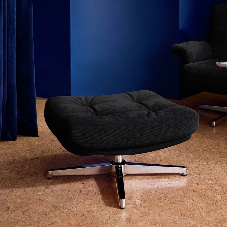 Habitat Dawson Fabric Swivel Footstool - Black 0