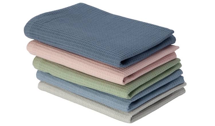 Argos Home Waffle Pack of 5 Tea Towels
