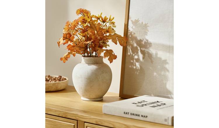 Bayswood Artificial Orange Floral Arrangement in Ceramic Pot