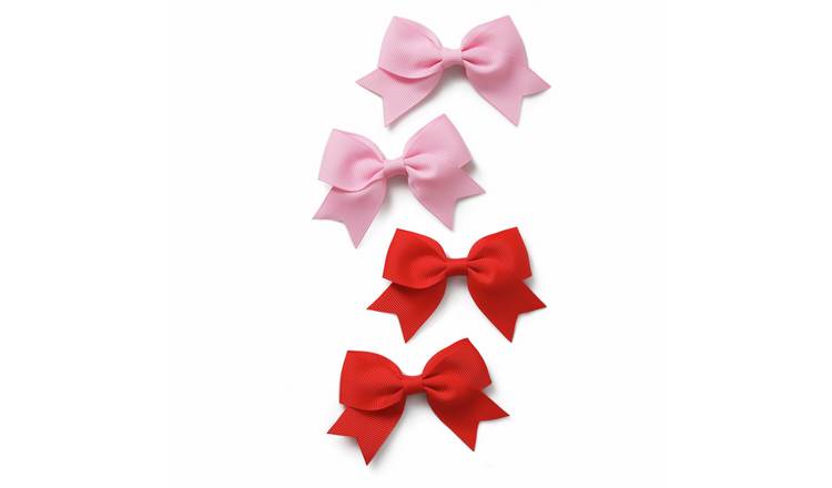 Flitzy Pink and Red Bow Clips - Pack of 4