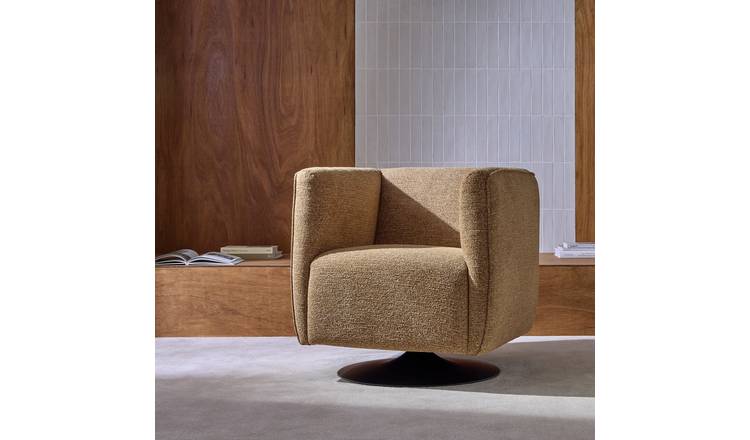 Habitat Cub Fabric Swivel Chair - Brown