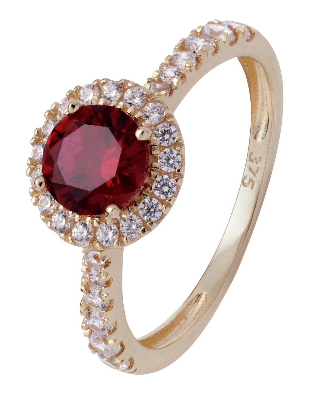 Revere 9ct Gold Ruby Colour Cubic Zirconia Halo Ring Review