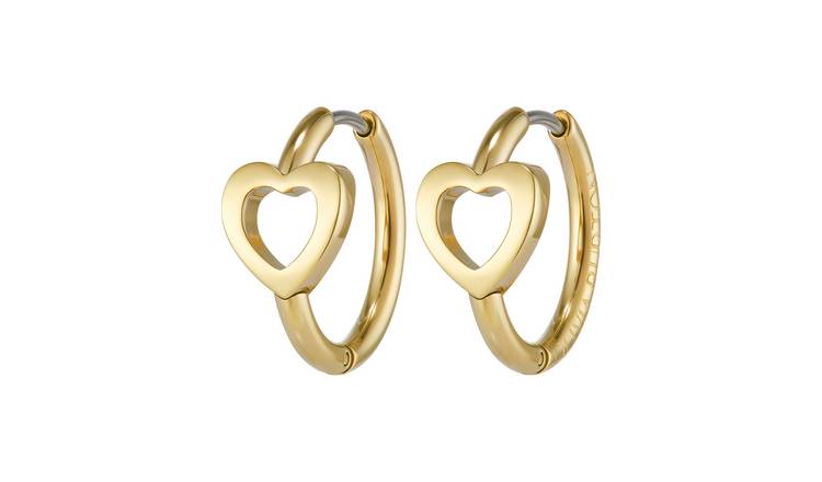 Olivia Burton Stainless Steel Gold IP Heart Hoop Earrings