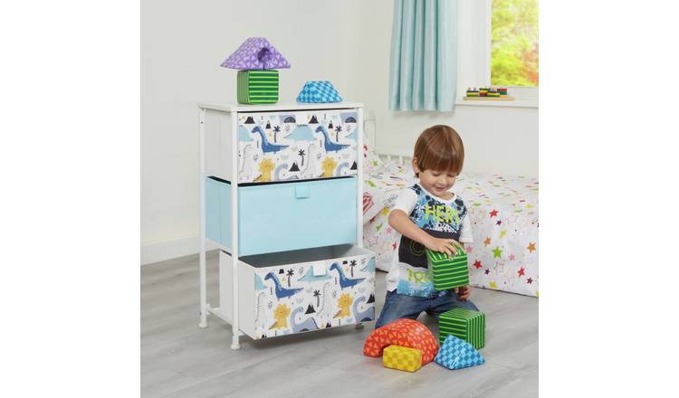 Liberty House Toys Kids Dinosaur 3 Drawer Storage Unit- Blue