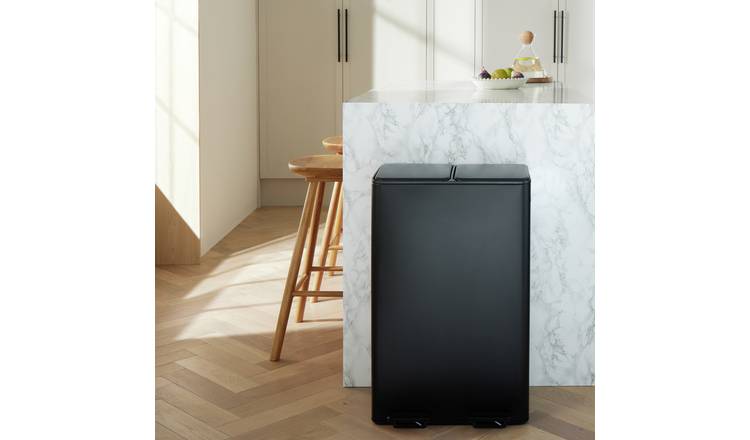 Habitat 60 Litre Twin Compartment Kitchen Pedal Bin - Black