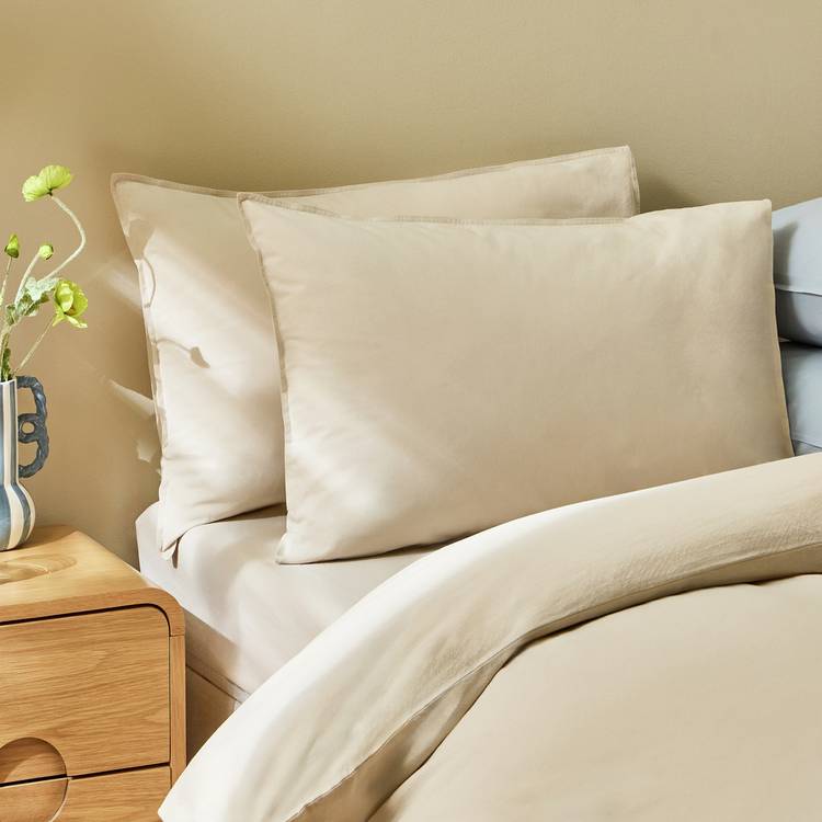 Habitat Cotton Washed Stone Pillowcase Pair 0